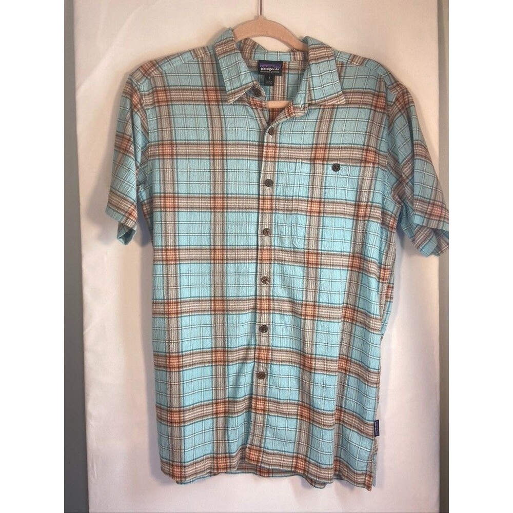 PATAGONIA WOMENS SMALL GAUZE BUTTON UP ORGANIC COTTON SHORT SLEEVE BLOUSE